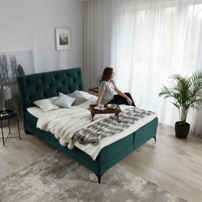 Luxus Boxspringbett Stoff Hotel Grün Better Schlofzëmmer Miwwelen Design Samett Nei