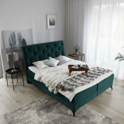 Luxus Boxspringbett Stoff Hotel Grün Better Schlofzëmmer Miwwelen Design Samett Nei