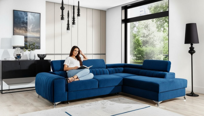 Canapé mat Bettergeschoss & Schlofffunktion Eckcouch Stëffcanapé Textil Canapé Canapéen Nei