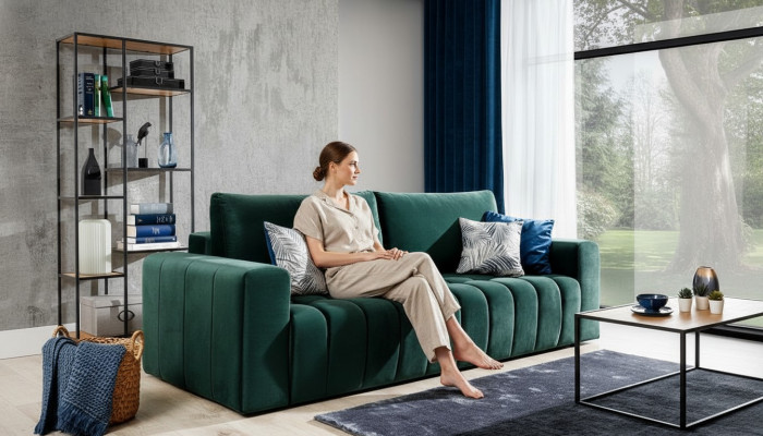 Klassesch Dräisëtzer Canapéen Polstersofa 3-Sëtzer Textil Canapéen Stoffsofa Neit