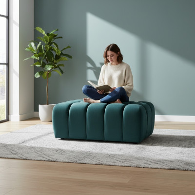 Hocker Fousshocker Bäihocker Chaiselongue Sëtzbank Samt Stoff