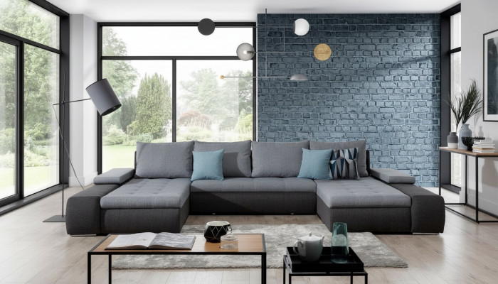 Wunnlandschaft Luxus Canapé Couch Garnitur Eckcanapé Textil Couchen Canapéën Miwwelen Neit