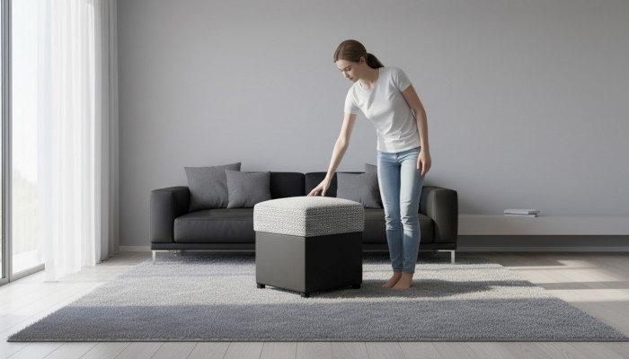 Designer Luxus Hocker Polster Sëtz Textil Relax Bäistell Sofa Sëtzbank