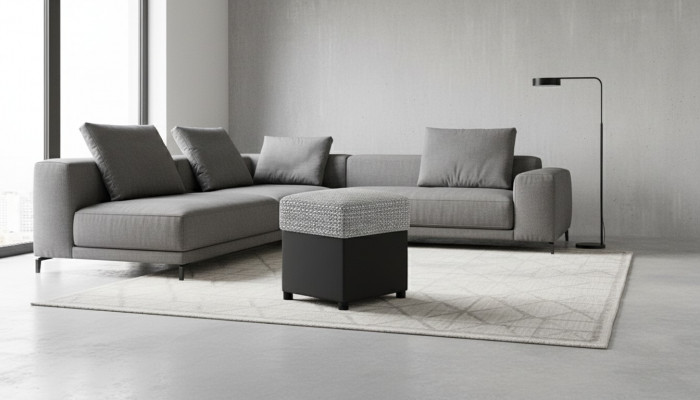 Designer Luxus Hocker Polster Sëtz Textil Relax Bäistell Sofa Sëtzbank
