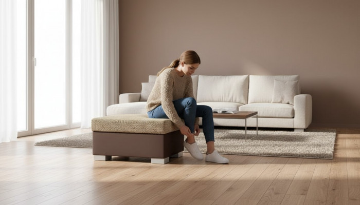 Hocker Pouf Sofa Polster Bäisteelhocker Fousshocker Ottomane Miwwelhocker Stoffer