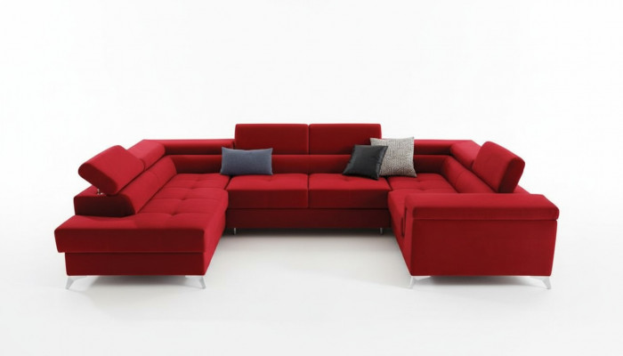 U-Form Ecksofa Stoff Sëtz Garnitur Designer Wunnlandschaft Textil Couch Sofa Neit