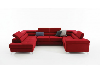 U-Form Ecksofa Stoff Sëtz Garnitur Designer Wunnlandschaft Textil Couch Sofa Neit