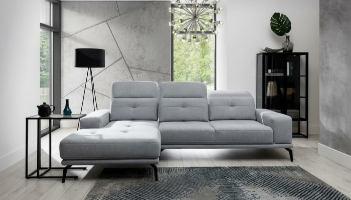 L-Form Ecksofa Stoff Sëtz Garnitur Designer Wunnlandschaft Textil Couch Sofa Nei