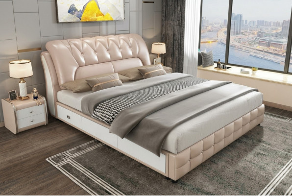 Designer-Bett Polster Design Luxus Duebel Hotelbette 180x200cm