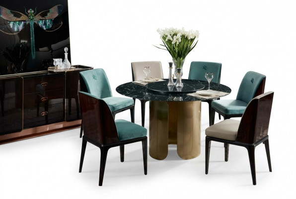 Stull Set Iesszëmmer Hellblo Stull 4x Lehnstull Modern Design Miwwel Luxus Still