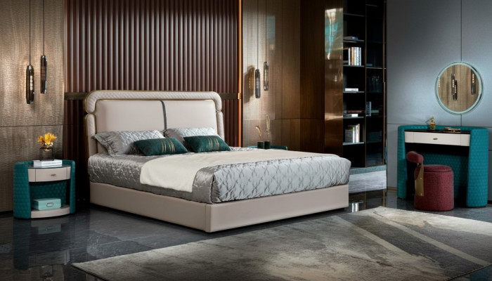 Bett Schlofkummer Beige Duebelbett Liederbett Modernen Design Miwwelen Holz