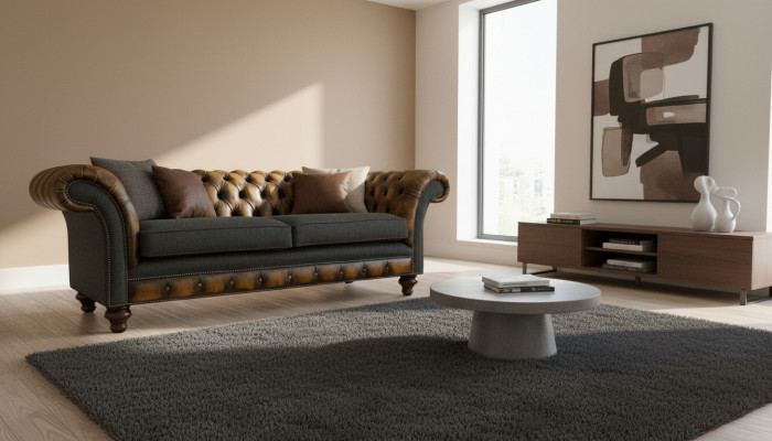 Chesterfield Giel Lieder Designer Modern Design Miwwelen Luxus Wunnzëmmer 3Sëtzer