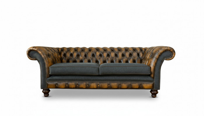 Chesterfield Giel Lieder Designer Modern Design Miwwelen Luxus Wunnzëmmer 3Sëtzer