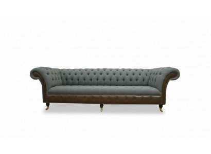 Chesterfield 4 Sëtzer Gro Stoff Wunnzëmmer Design Polstersofa Grouss Textilmöbel