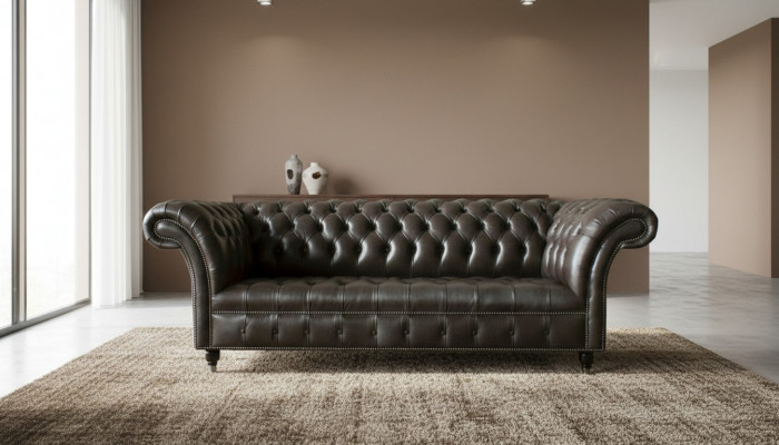 Chesterfield 3 Sëtzer Modern Design Couchen Ledersofa XXL Sëtzméiwwel Méiwwel Sofaen