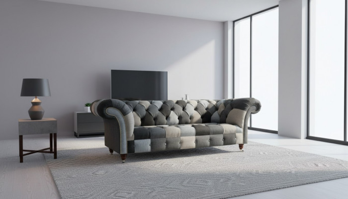 Dräi-Sëtz-Stéck Wunnzëmmer Design Couche Polstersofa Sofae Samt Stoff Chesterfield