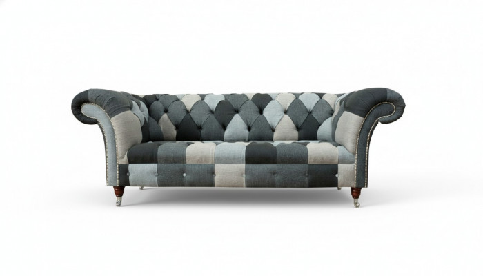 Dräi-Sëtz-Stéck Wunnzëmmer Design Couche Polstersofa Sofae Samt Stoff Chesterfield