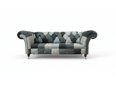 Dräi-Sëtz-Stéck Wunnzëmmer Design Couche Polstersofa Sofae Samt Stoff Chesterfield