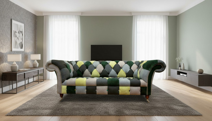 Chesterfield 3-Sëtz méi-faarweg Wunnzëmmer Design Canapé Sofa Designer Miwwelen