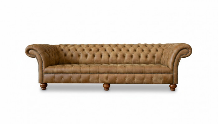Chesterfield 4-Platzer Hellbrong Modern Design Canapéen Lieder Sofa Kreativ Miwwelen