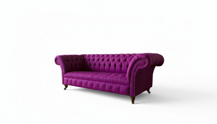 Chesterfield 3-Sëtzer Lila Stoff Design Couchen Polstersofaen Nei Kreativ Sofa