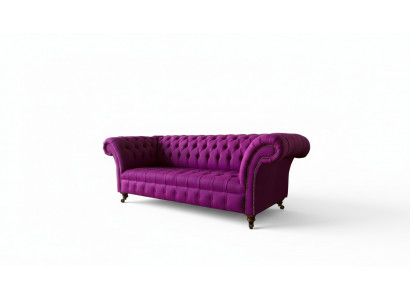 Chesterfield 3-Sëtzer Lila Stoff Design Couchen Polstersofaen Nei Kreativ Sofa