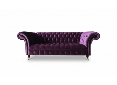 Chesterfield 3-Sëtzeger Violett Stoff Design Canapéen Polster Sofa Sofas Nei Textil
