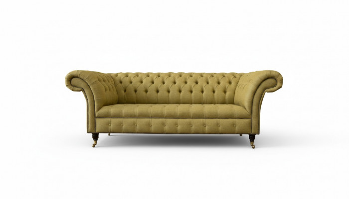 Chesterfield 3-Sëtz Giel Wunnzëmmer Design Couchen Polstersofa Sofas Textil