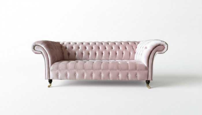 Chesterfield 3-Sëtzer Hellrout Kreativ Miwwel Neit Wunnzëmmer Modern Design Canapé