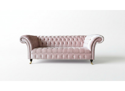 Chesterfield 3-Sëtzer Hellrout Kreativ Miwwel Neit Wunnzëmmer Modern Design Canapé