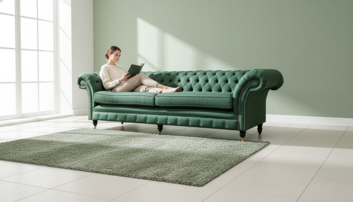 Chesterfield 4 Plaz Déifgréng Wunnzëmmer Design Couchen Sofa grouss Miwwelen Stoff