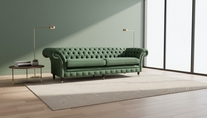 Chesterfield 4 Plaz Déifgréng Wunnzëmmer Design Couchen Sofa grouss Miwwelen Stoff