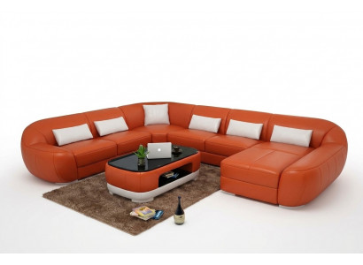 Modern Ledersofa Ecksofa Wunnlandschaft Sitz Polster Couch Garnitur Nei FEo