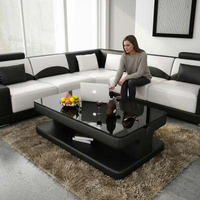 Designer Salontafel Polster Dësch Lieder Glas Modernen Dëscher Glas