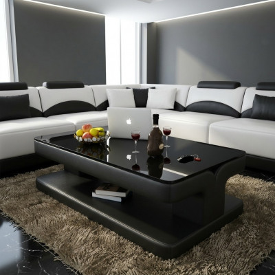 Designer Salontafel Polster Dësch Lieder Glas Modernen Dëscher Glas