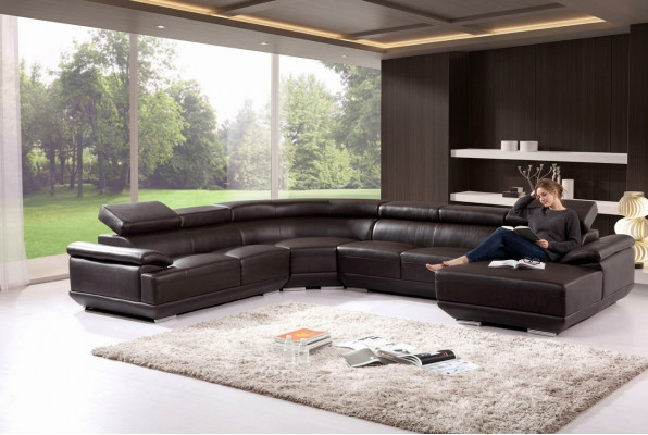 Wunnlandschaft Ecksofa Ledersofa mat USB, Sofa Couch Polster Sëtz Eck Garnitur