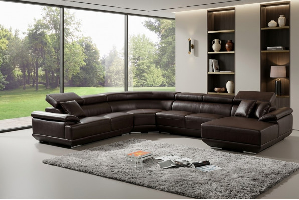 Wunnlandschaft Ecksofa Ledersofa mat USB, Sofa Couch Polster Sëtz Eck Garnitur