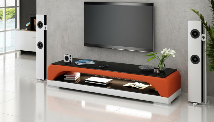 RTV TV Sideboard Lieder Glas Dësch Fernseh Schaf Dësch Lowboard Mo.H