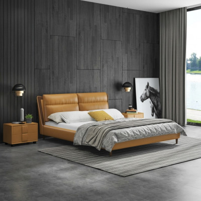 Design Liederbett Luxus gepolstert Better Duebel-Schlofzëmmer 180x200 Orange Miwwelen