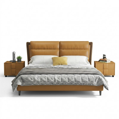 Design Liederbett Luxus gepolstert Better Duebel-Schlofzëmmer 180x200 Orange Miwwelen