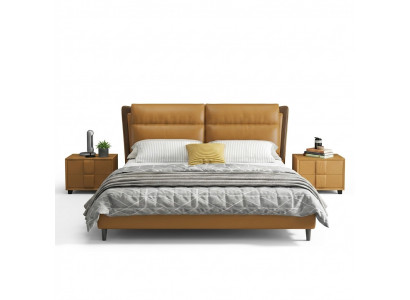 Design Liederbett Luxus gepolstert Better Duebel-Schlofzëmmer 180x200 Orange Miwwelen