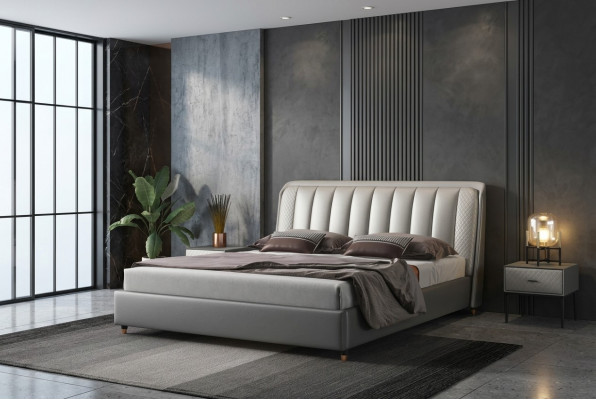 Designer Bett Schlofzëmmer Better Textil Lieder Hotel Luxus Polster XXL Grouss Holz