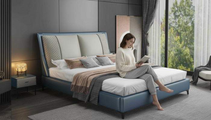 Designer Bett Schlofzëmmer Better Textil Lieder Hotel Luxus Polster Samt Stoff
