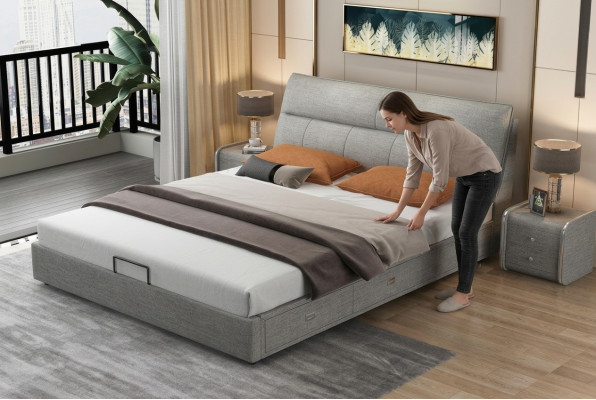 Design Liederbett Modernen Hotelgestell Luxus Schlofzëmmer Duebelbetter Ehe
