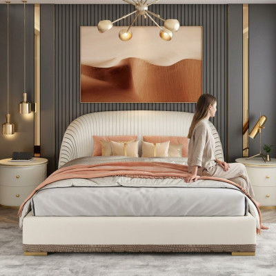Designer Duebelbett Bett Hotel Luxus Lieder Schlofzëmmer 150/180x200cm