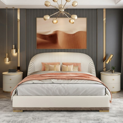 Designer Duebelbett Bett Hotel Luxus Lieder Schlofzëmmer 150/180x200cm