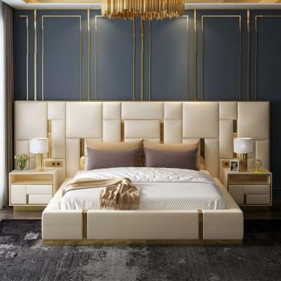 Bett Këssen Design Luxus Holz Duebel Hotel Better Bestietnes Schlofzëmmer