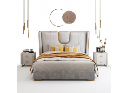 Luxus Schlofzëmmer Duebelbett Bett 150/180x200cm Lieder Metall Better