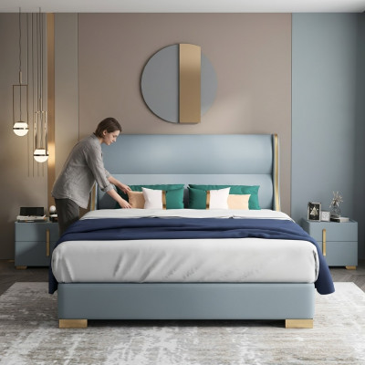 Luxus Schlofkummer Designer Duebelbett Bett 150/180x200cm Lieder Metall
