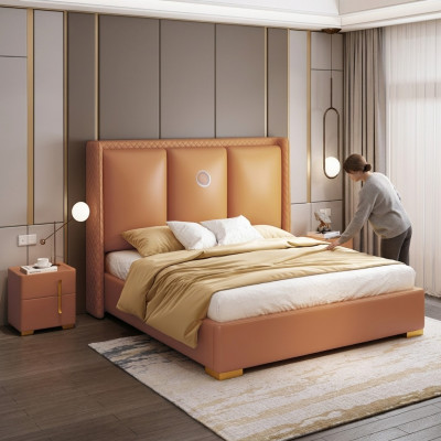 Bett Orange Schlofkummer Design Miwwelen Modern Luxus Better Bettgestell